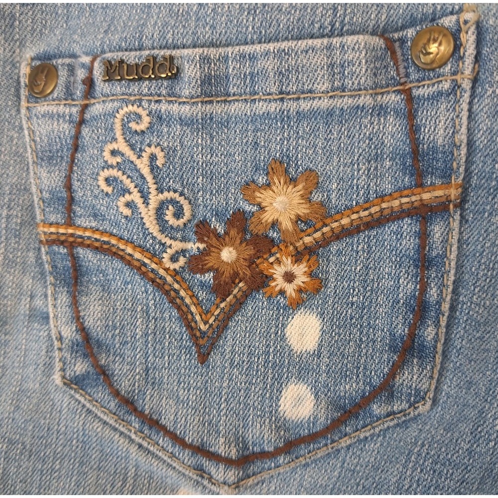Mudd Embroidered Denim Shorts Girls 8 Boho Floral‎ Feminie - Picture 7 of 7